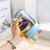 B70-9160 plastic sports water cup, fun double-drinking cup, children's cup, student cup, rope for outings, portable shoulder strap Specification image